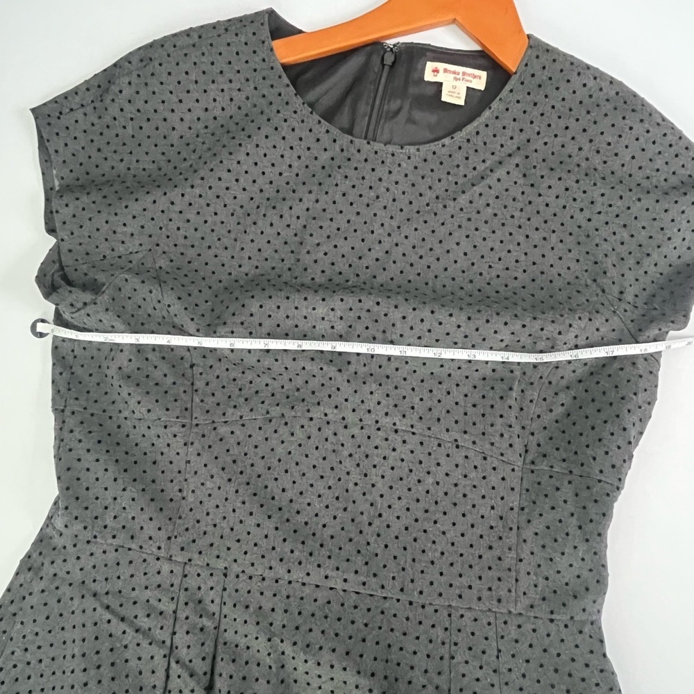 Brooks Brothers Red Fleece Charcoal Polka Dot Mini Dress Size 12 - Picture 7 of 11